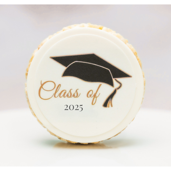 Graduation Message Round Rice Crispie Treats