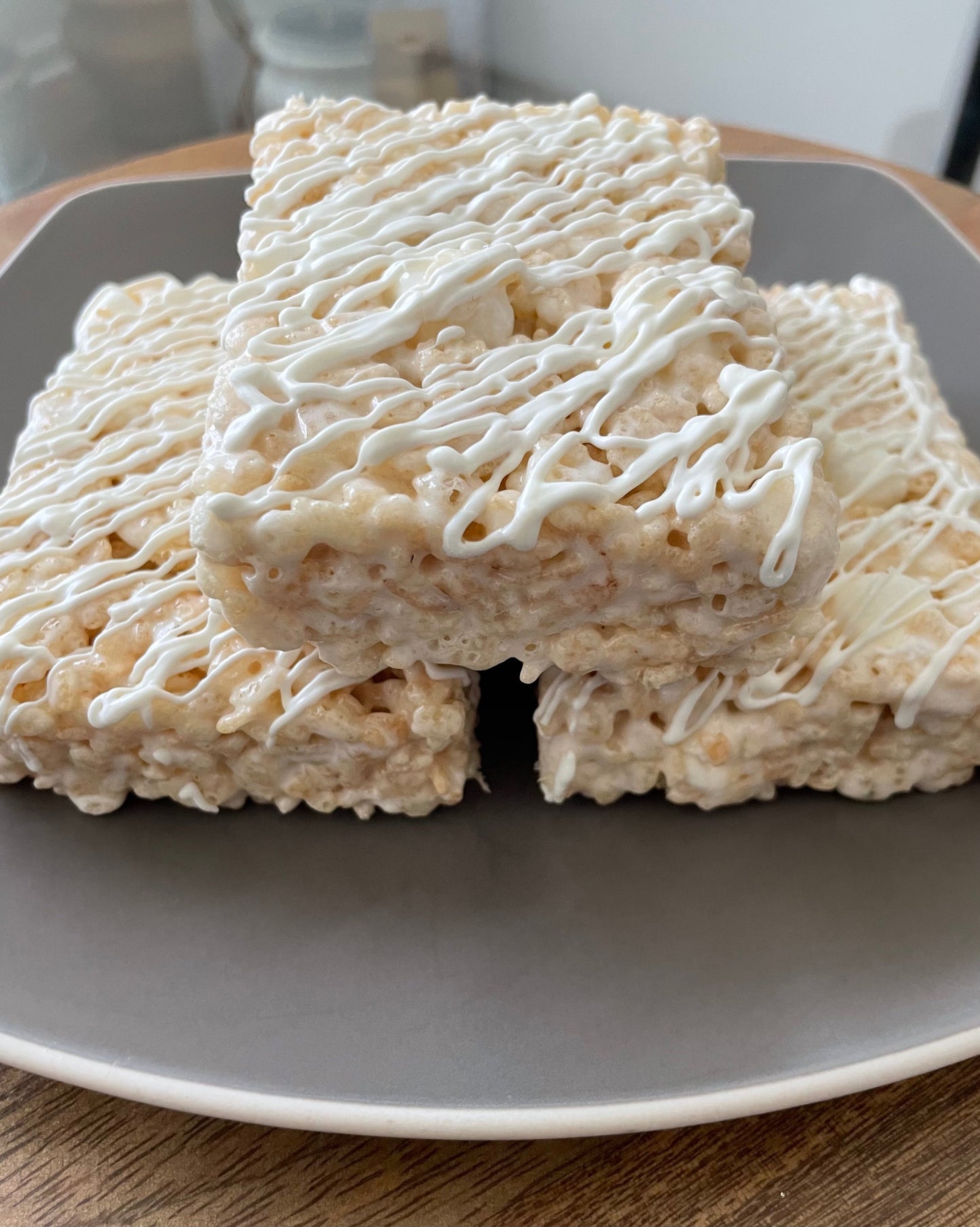 White Chocolate Drizzled Crispie Treat