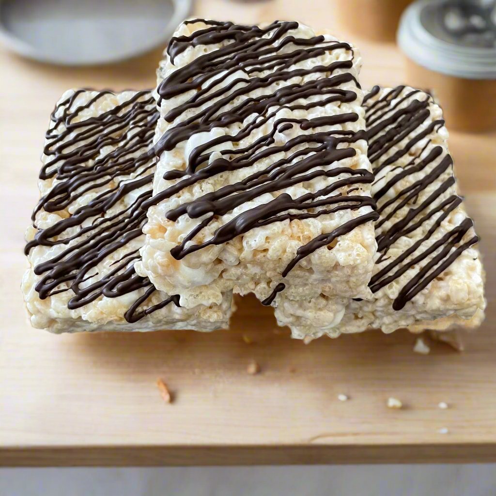 Dark Chocolate Drizzled Crispie Treat