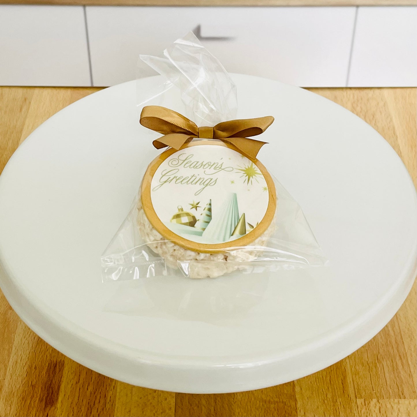 Seasons Greetings Message Rice Crispie Treats