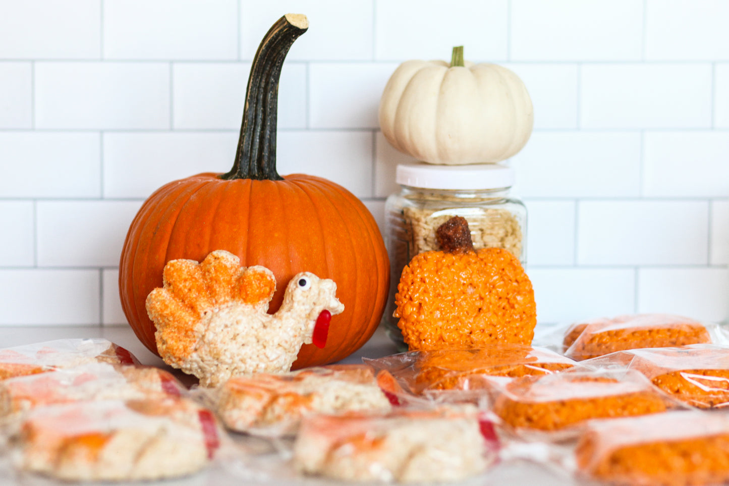 Turkey and Pumpkin Rice Crispie Treats
