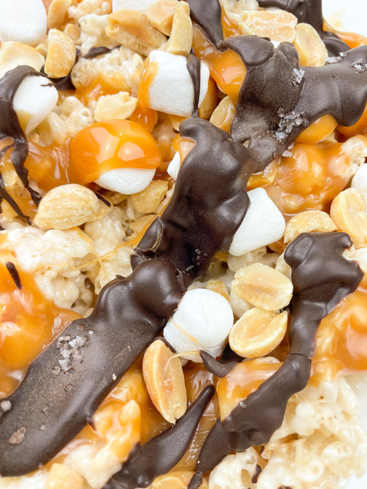Original w Peanuts Dark Chocolate, Caramel, Peanuts, & Sea Salt Crispie Mix Clusters