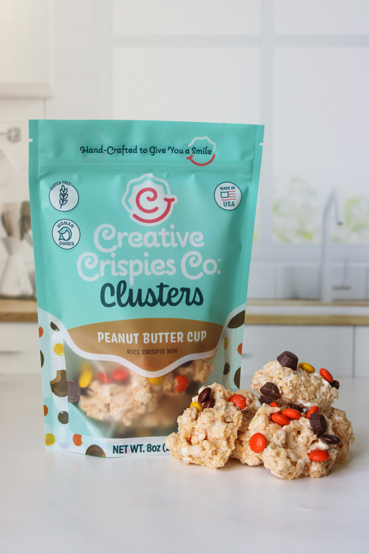 Chocolate Peanut Butter Cup Crispie Mix Clusters