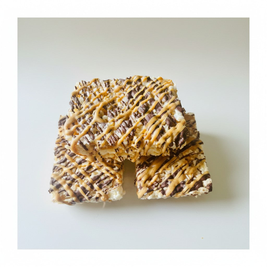 Dark Chocolate and Peanut Butter Drizzled Crispie Treat