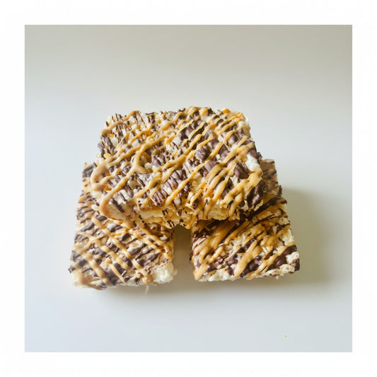 Dark Chocolate and Peanut Butter Drizzled Crispie Treat