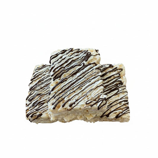 Dark Chocolate and White Chocolate Drizzled Rice Crispie Treats