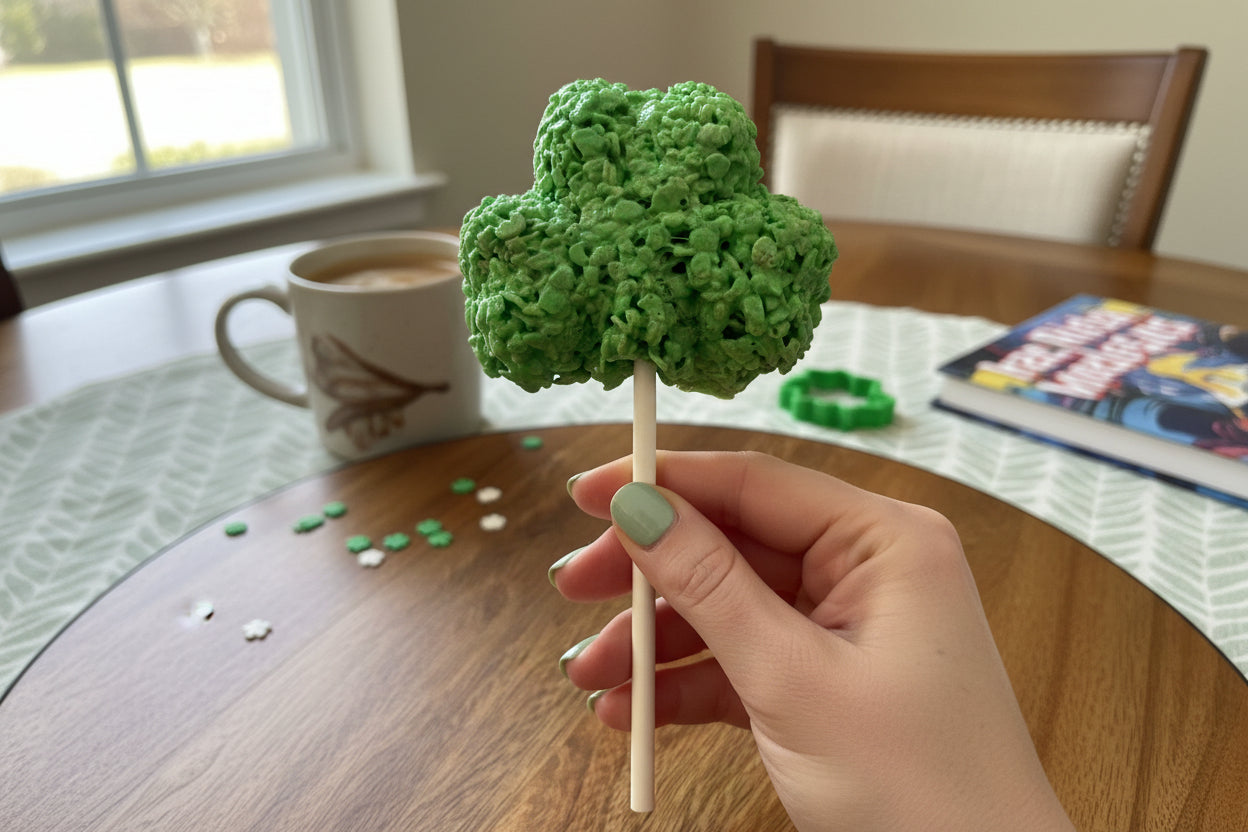 Saint Patrick's Day Thick Shamrock Rice Crispie Treats