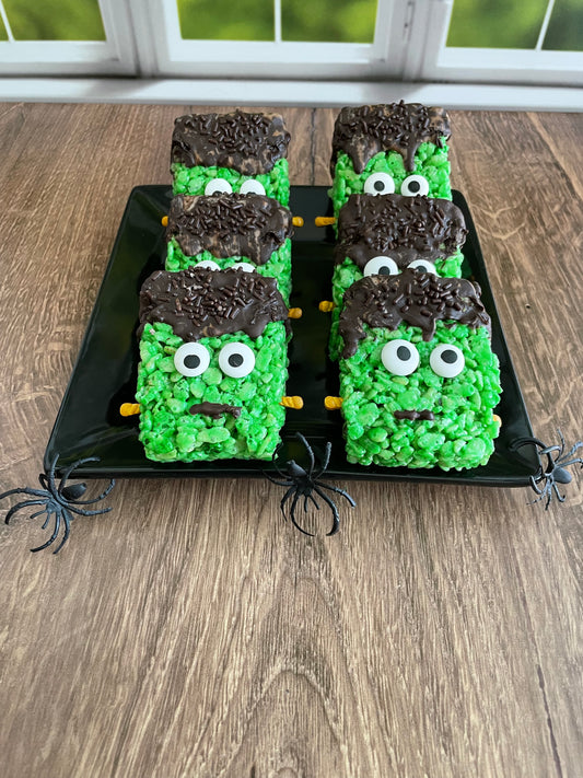 Halloween "Frankenstein" Rice Crispie Treats